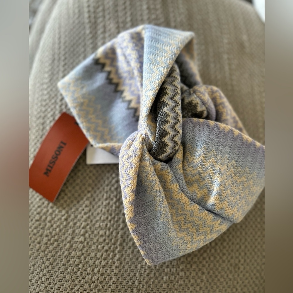 Missoni Zigzag Knit Head Scarf - Blue Multicolor - NWT - Picture 4 of 10